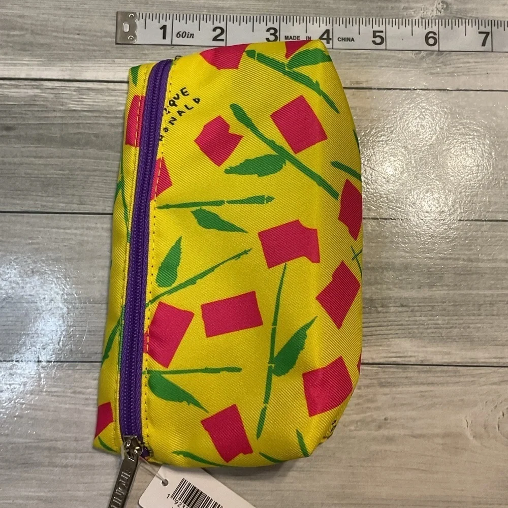 Clinique Donald X Vibrant Yellow Cosmetic Pouch NWT floral